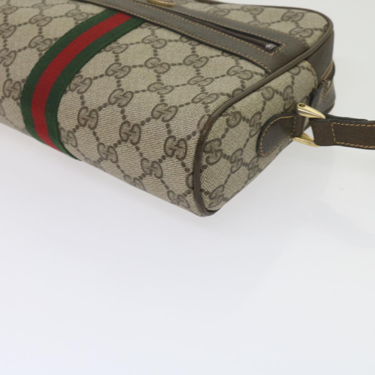 GUCCI GG Supreme Web Sherry Line Shoulder Bag Beige Red Green 010 378 Auth tb988