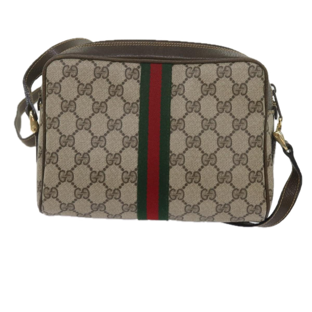 GUCCI GG Supreme Web Sherry Line Shoulder Bag Beige Red Green 010 378 Auth tb988 - 0