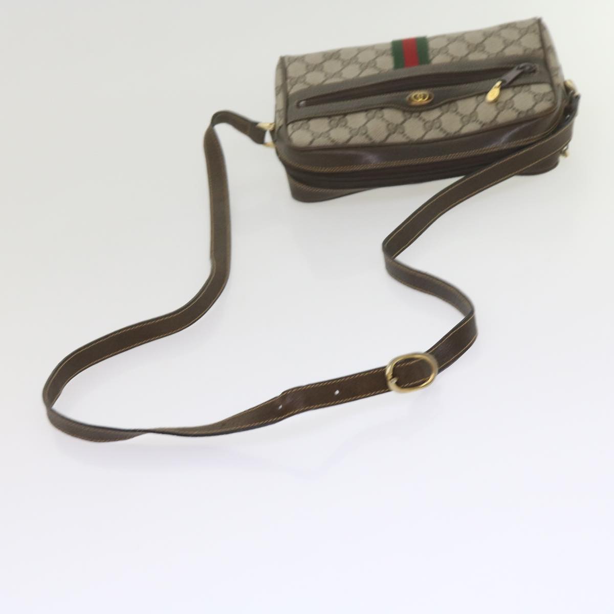 GUCCI GG Supreme Web Sherry Line Shoulder Bag Beige Red Green 010 378 Auth tb988