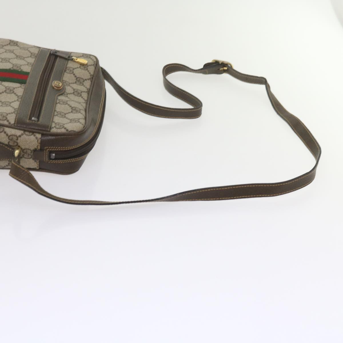 GUCCI GG Supreme Web Sherry Line Shoulder Bag Beige Red Green 010 378 Auth tb988