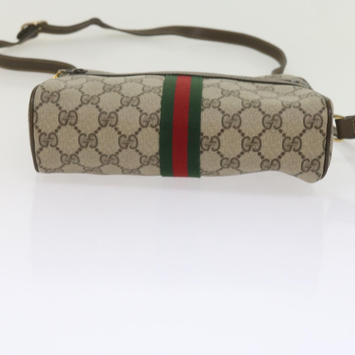 GUCCI GG Supreme Web Sherry Line Shoulder Bag Beige Red Green 010 378 Auth tb988