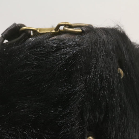 LOUIS VUITTON V line Shoulder Bag fur Black LV Auth th1021