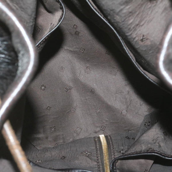 LOUIS VUITTON V line Shoulder Bag fur Black LV Auth th1021