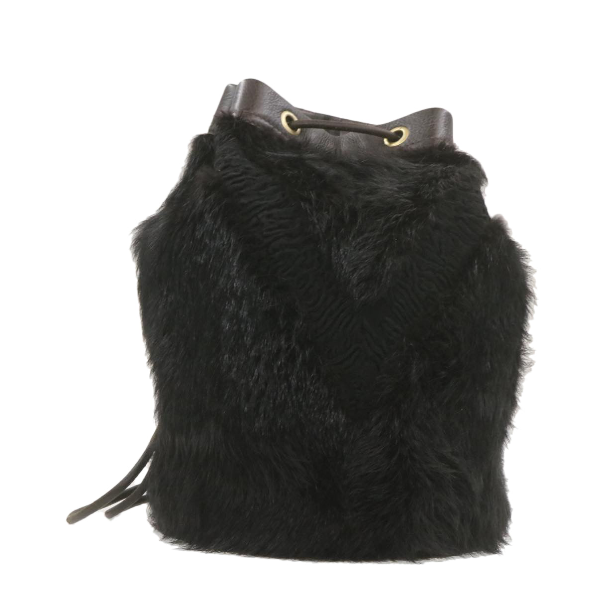 LOUIS VUITTON V line Shoulder Bag fur Black LV Auth th1021 - 0