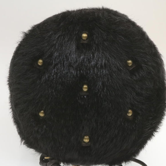 LOUIS VUITTON V line Shoulder Bag fur Black LV Auth th1021