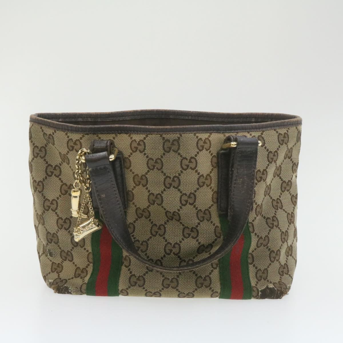 GUCCI Web Sherry Line GG Canvas Hand Shoulder Bag 2Set Beige Auth th1038