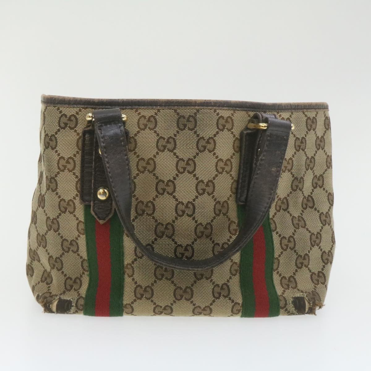 GUCCI Web Sherry Line GG Canvas Hand Shoulder Bag 2Set Beige Auth th1038