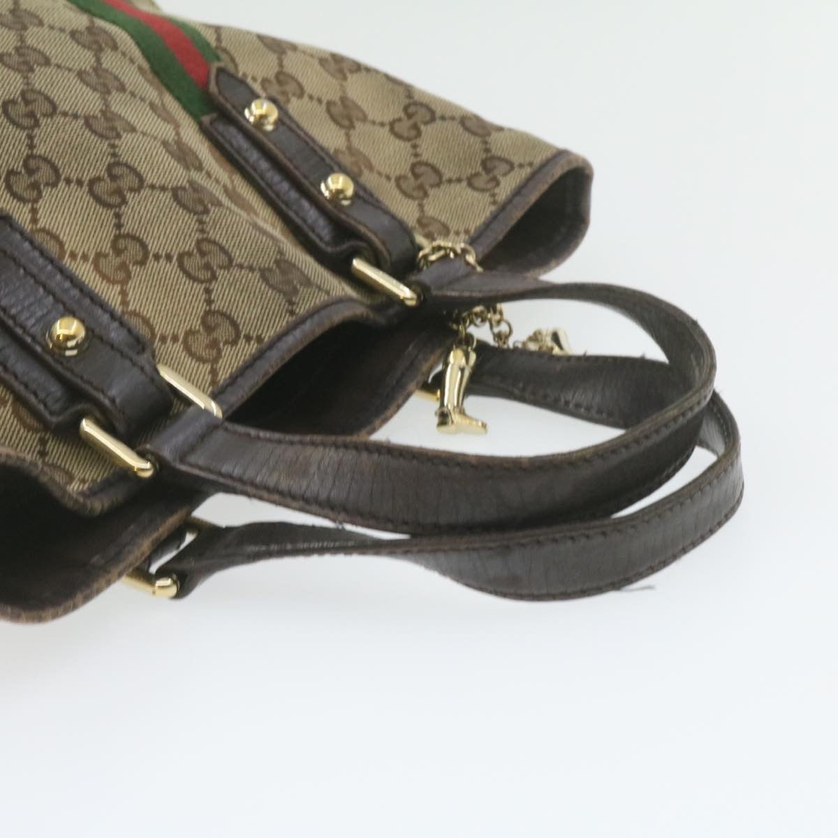 GUCCI Web Sherry Line GG Canvas Hand Shoulder Bag 2Set Beige Auth th1038