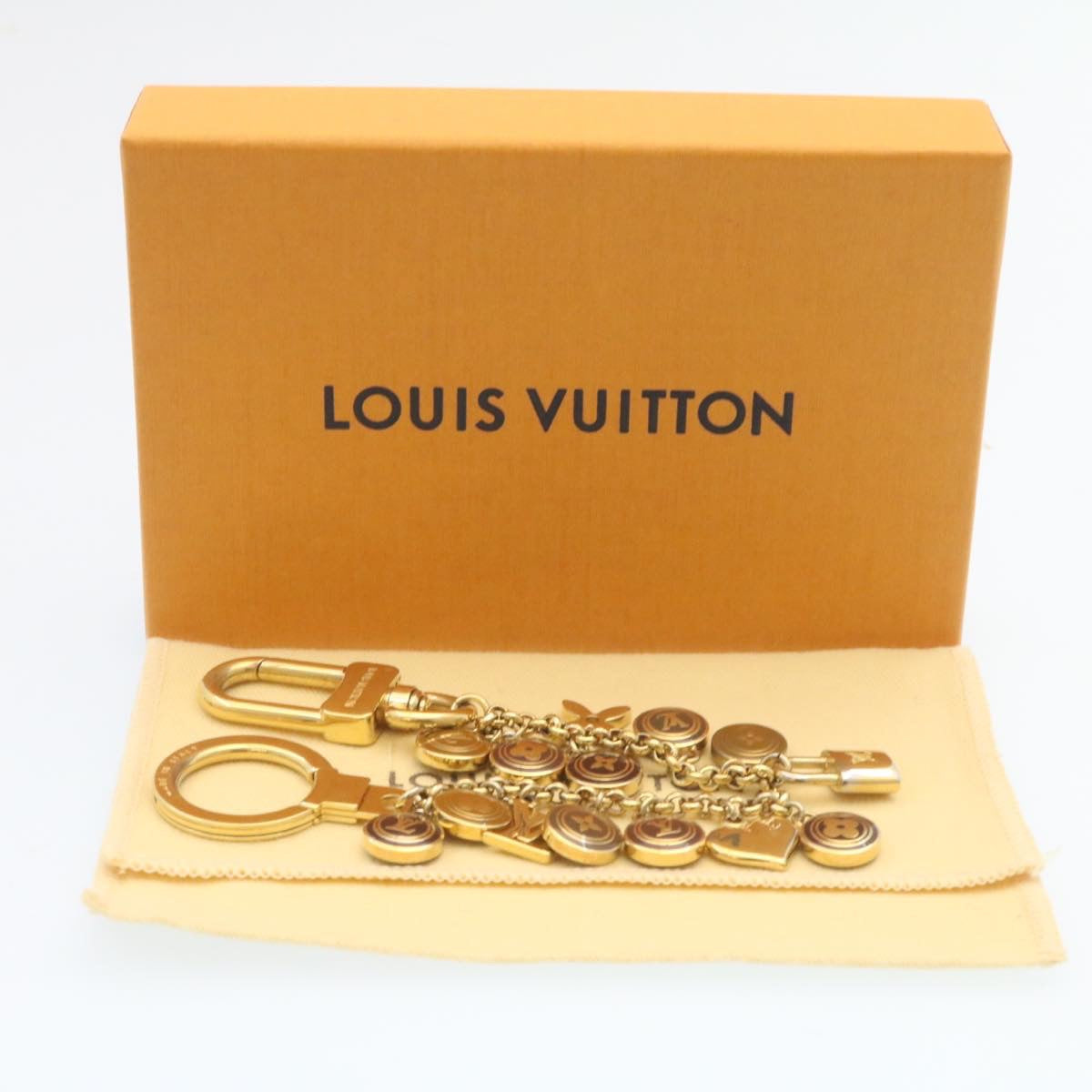 LOUIS VUITTON Porte Cles Chainne Pastilles Charm Gold Brown M65380 Auth th2120