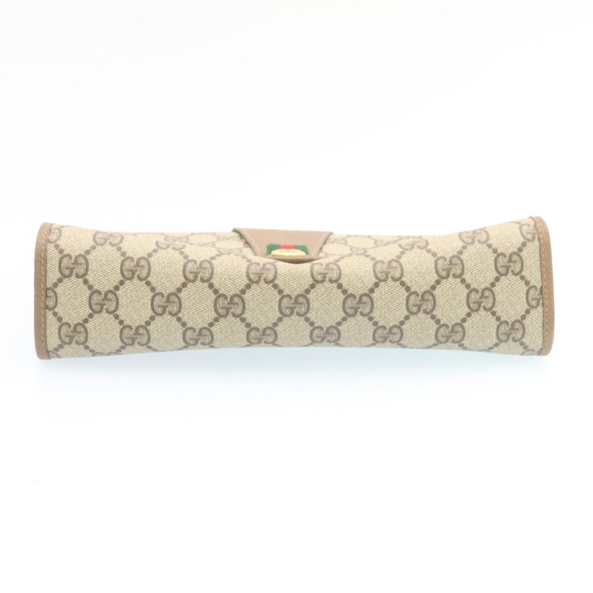 GUCCI Web Sherry Line GG Canvas Clutch Bag Beige Red Green Auth th2124