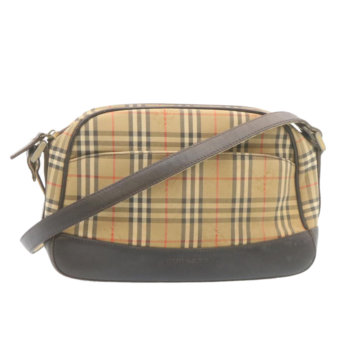 BURBERRY Nova Check Shoulder Bag Canvas Leather Beige Auth th2131