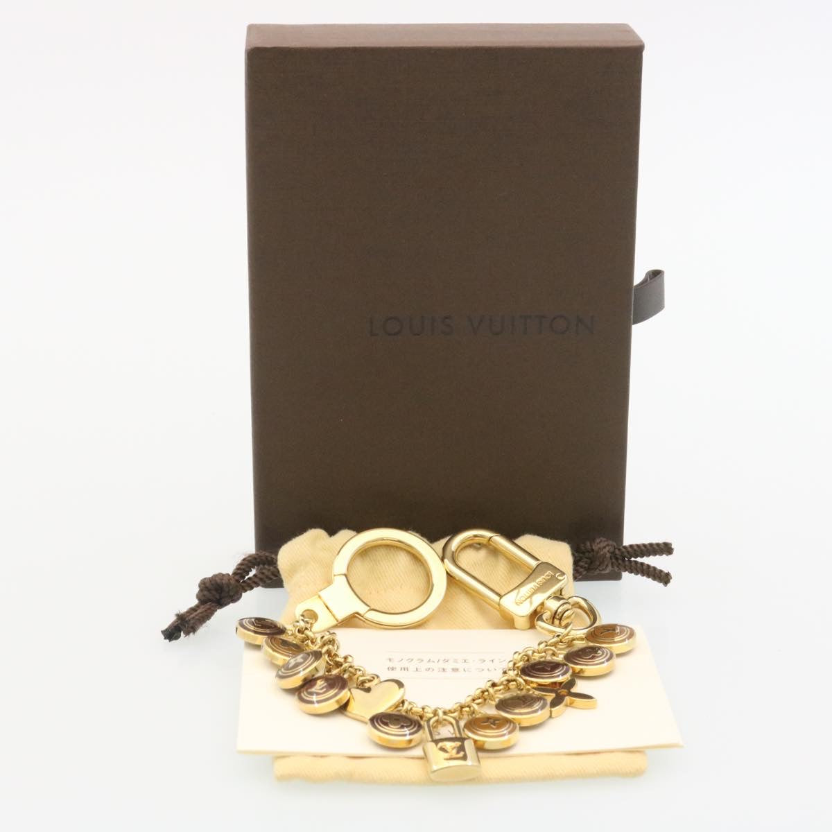 LOUIS VUITTON Porte Cles Chainne Pastilles Charm Gold Brown M65386 Auth th2236