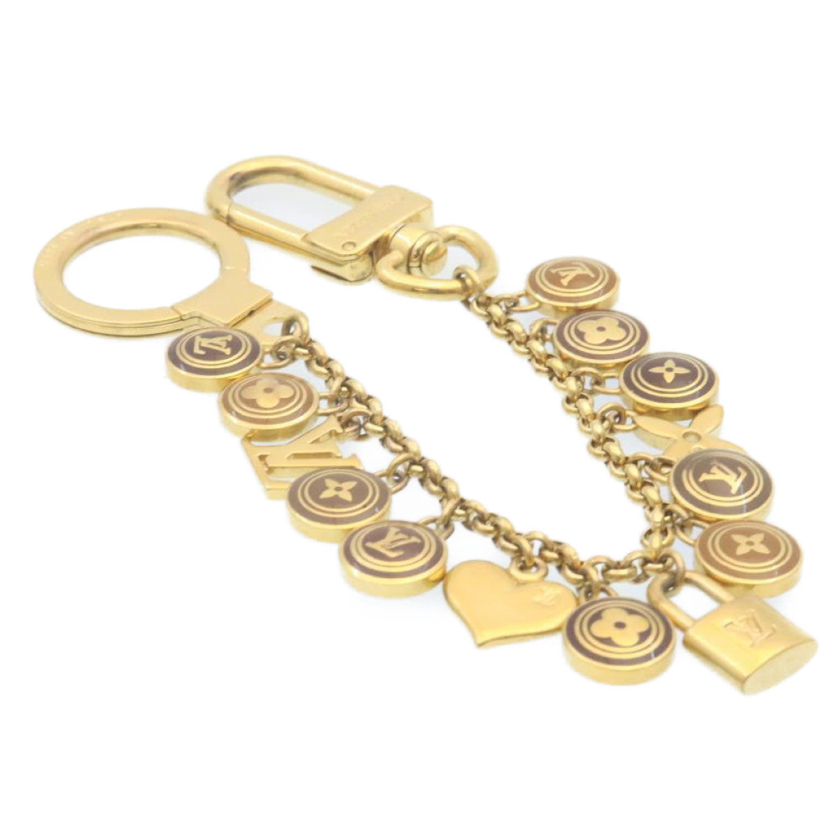 LOUIS VUITTON Porte Cles Chainne Pastilles Charm Gold Brown M65380 Auth th2400