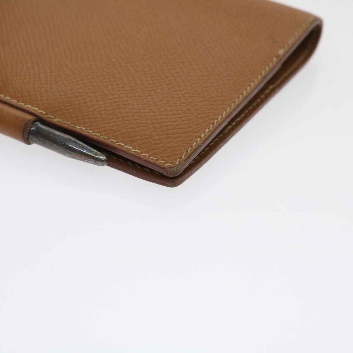 HERMES Day Planner Cover Leather Brown Auth th2596