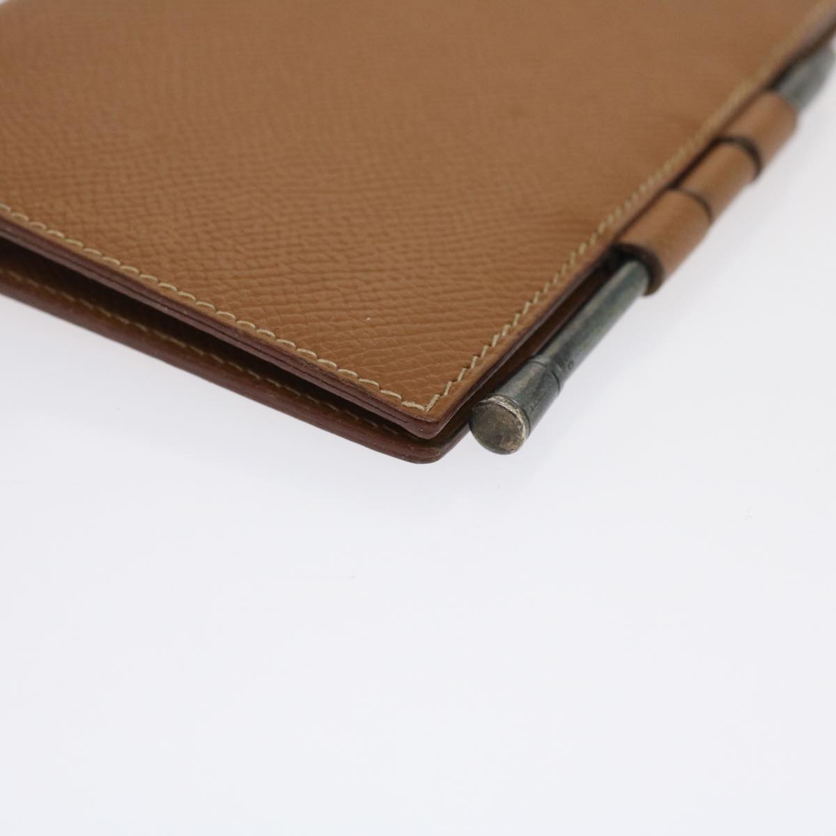 HERMES Day Planner Cover Leather Brown Auth th2596