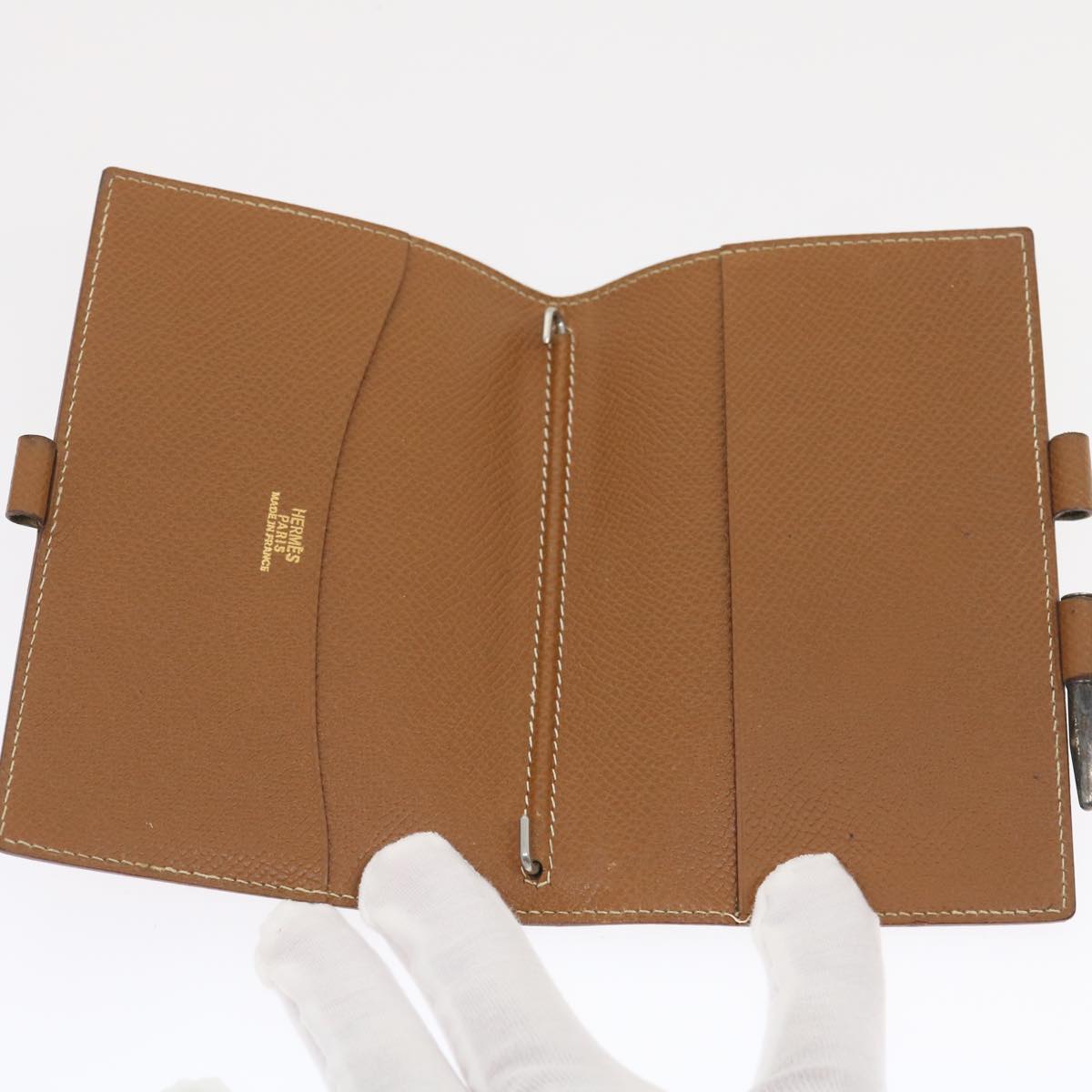 HERMES Day Planner Cover Leather Brown Auth th2596