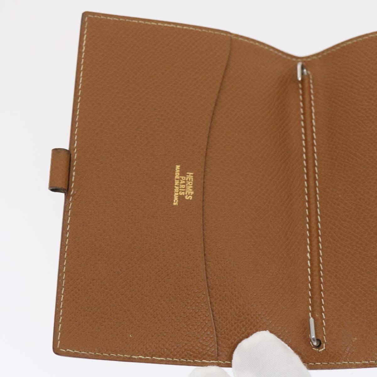HERMES Day Planner Cover Leather Brown Auth th2596