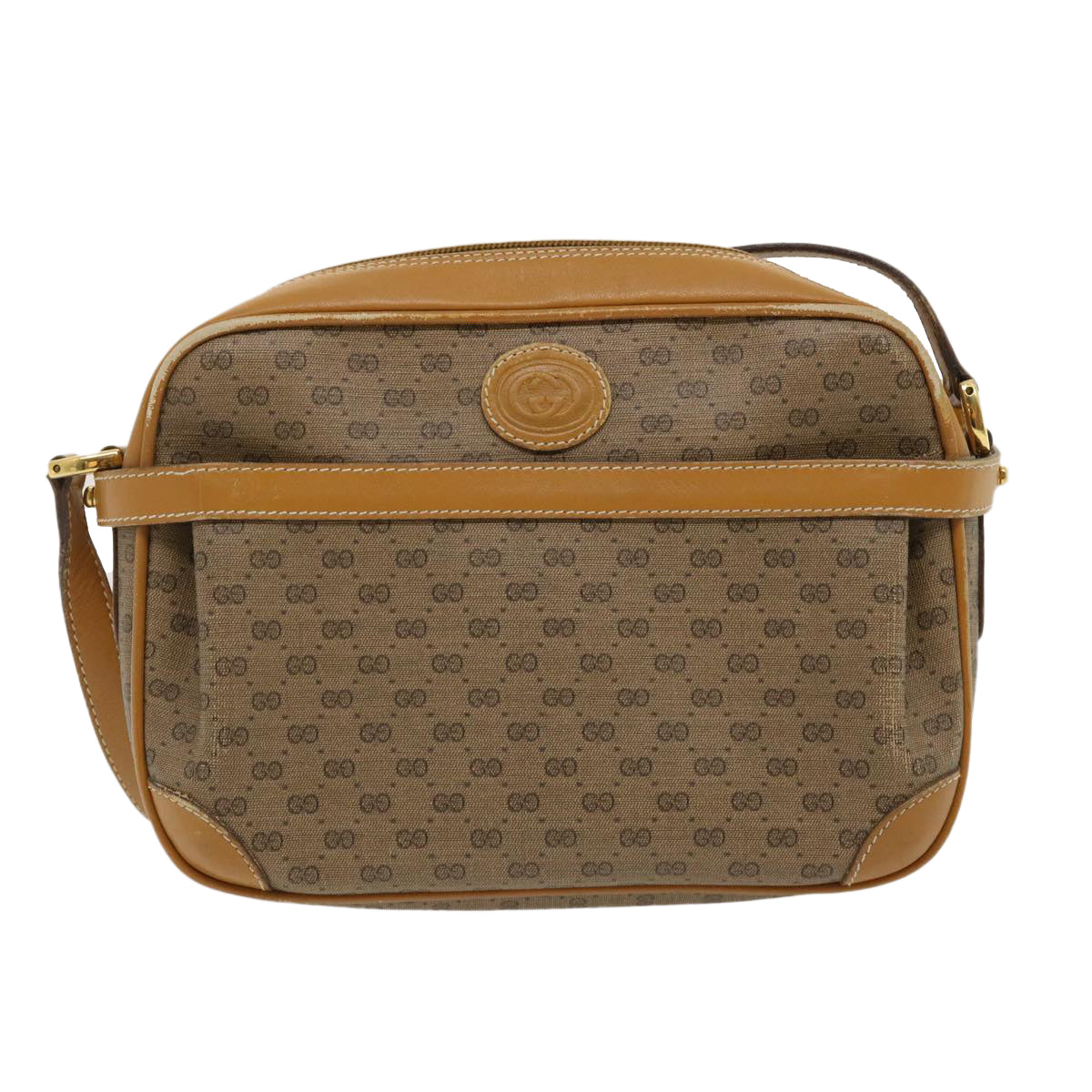 GUCCI Micro GG Canvas Shoulder Bag PVC Leather Beige Brown Auth th2698 - 0