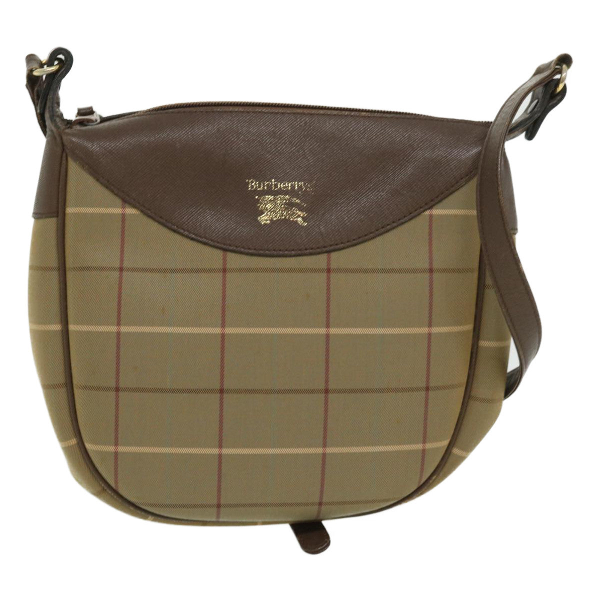 Burberrys Nova Check Shoulder Bag Canvas Brown Auth th2785