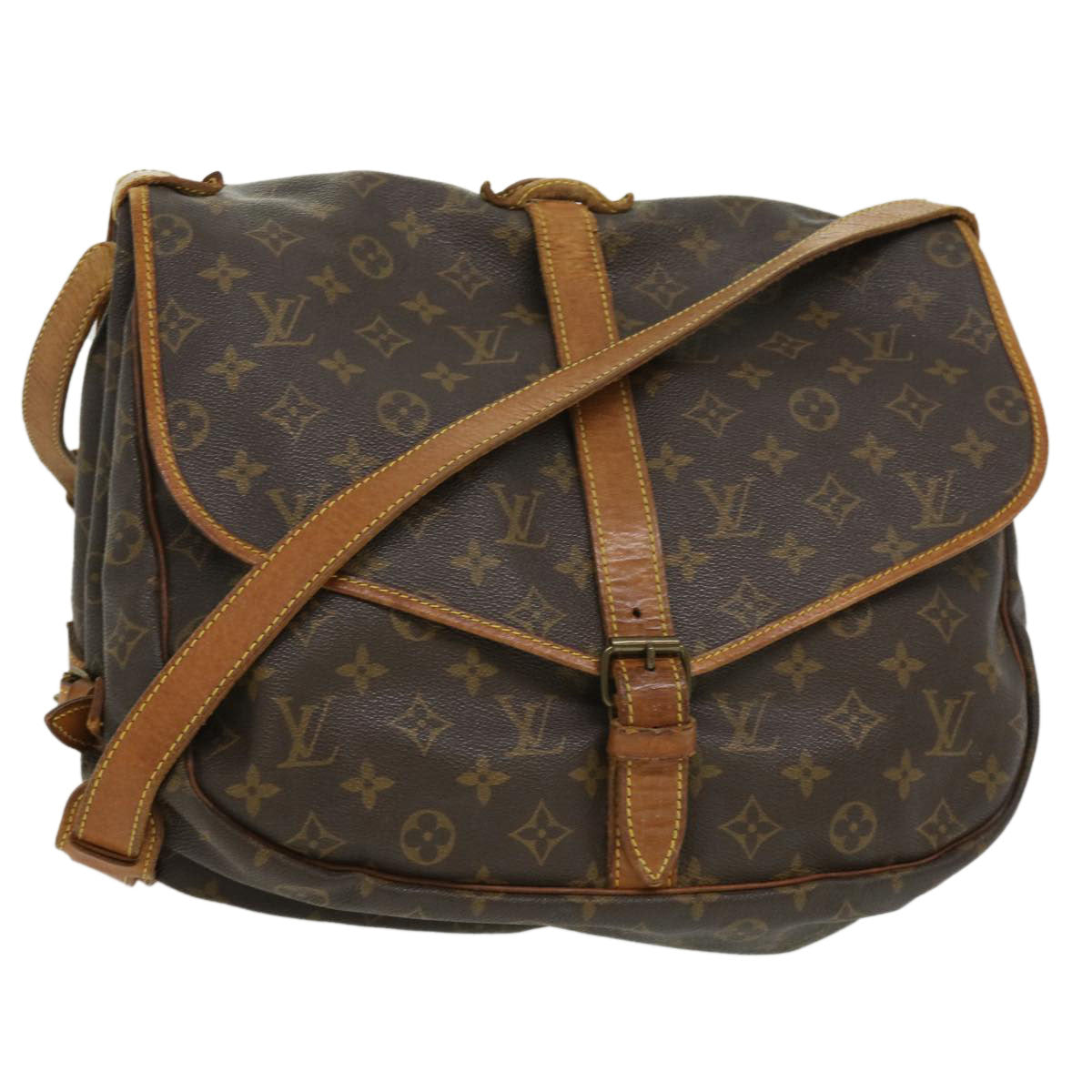 LOUIS VUITTON Monogram Saumur 35 Shoulder Bag M42254 LV Auth th2994