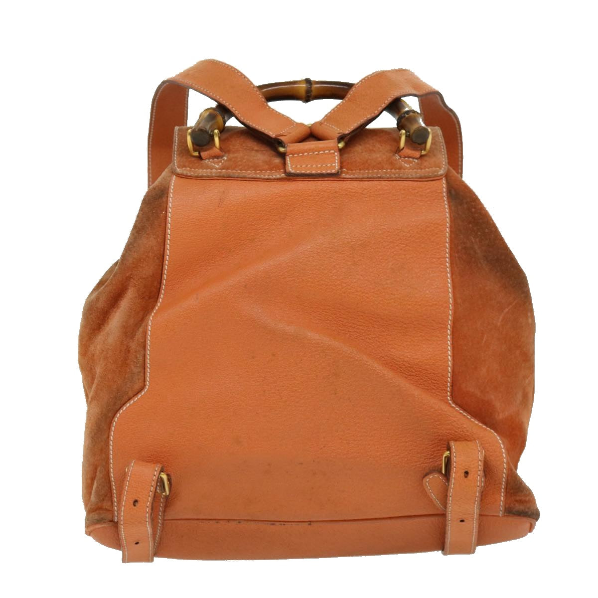 GUCCI Bamboo Backpack Suede Leather Orange Auth th3041 - 0