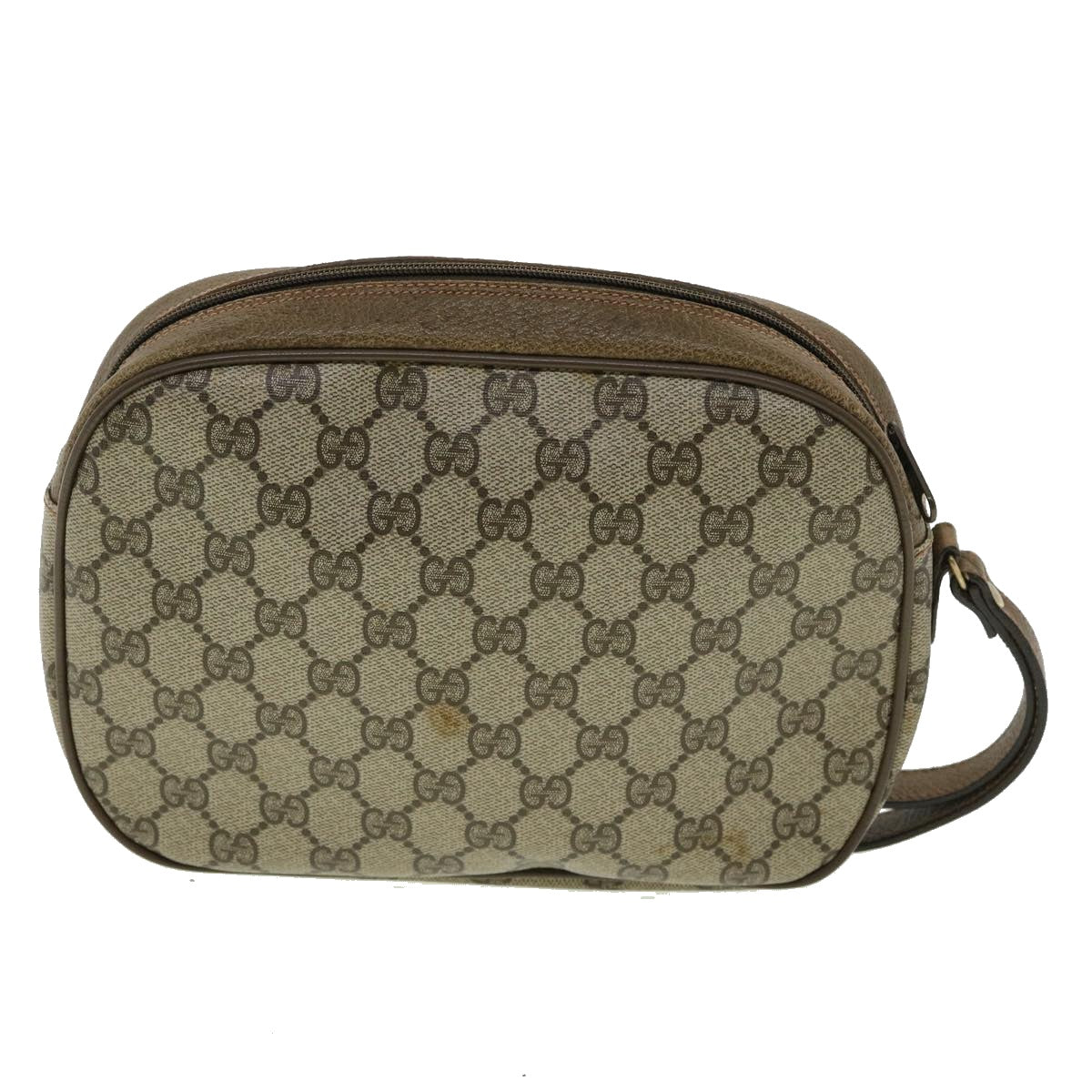 GUCCI GG Canvas Web Sherry Line Clutch Bag PVC Beige Red Green Auth th3090 - 0