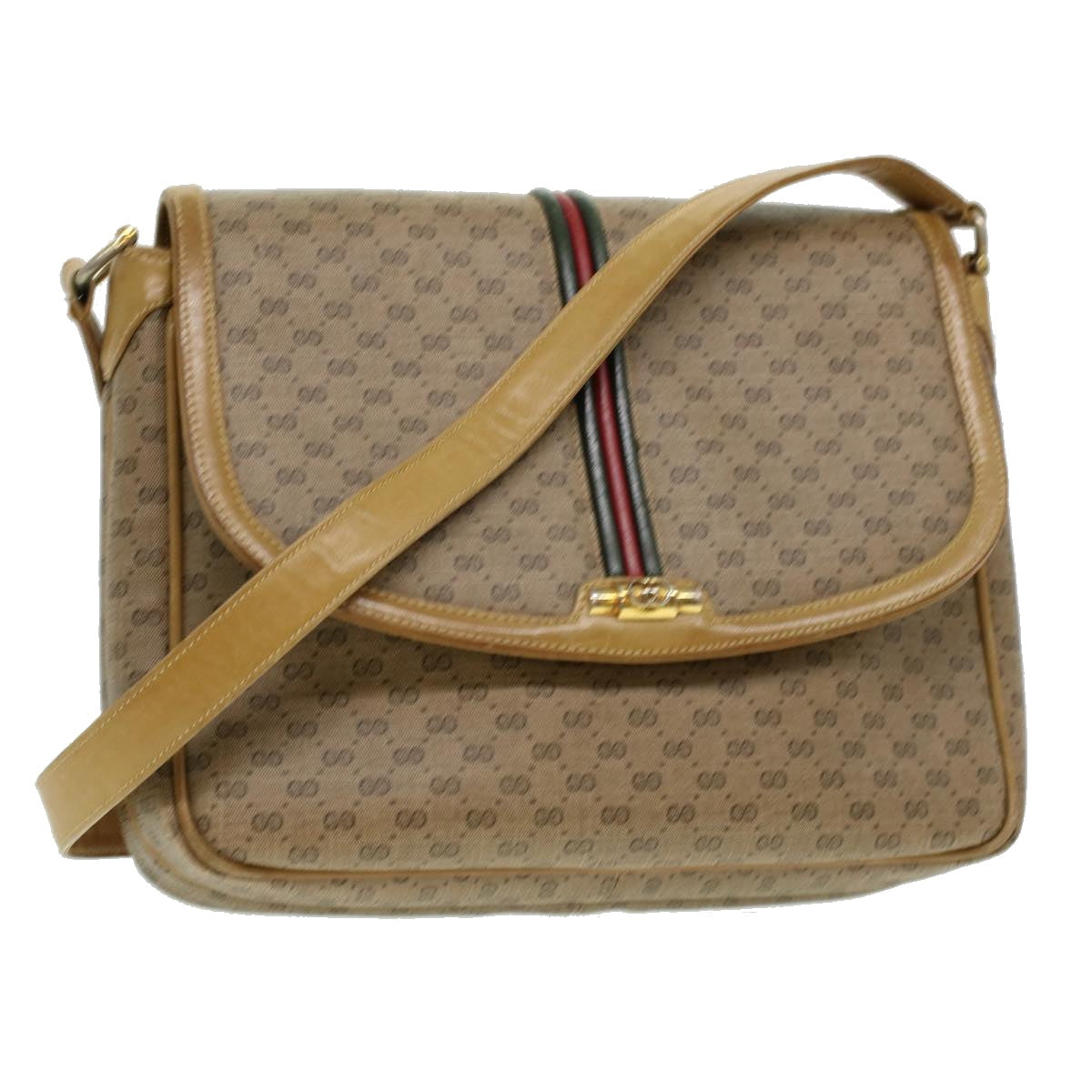 GUCCI Micro GG Canvas Shoulder Bag Beige Auth th3237