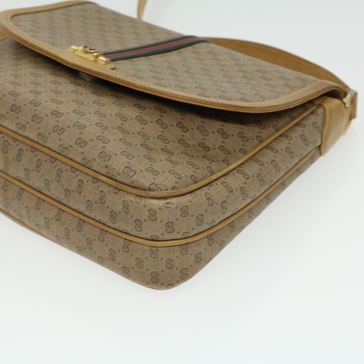 GUCCI Micro GG Canvas Shoulder Bag Beige Auth th3237