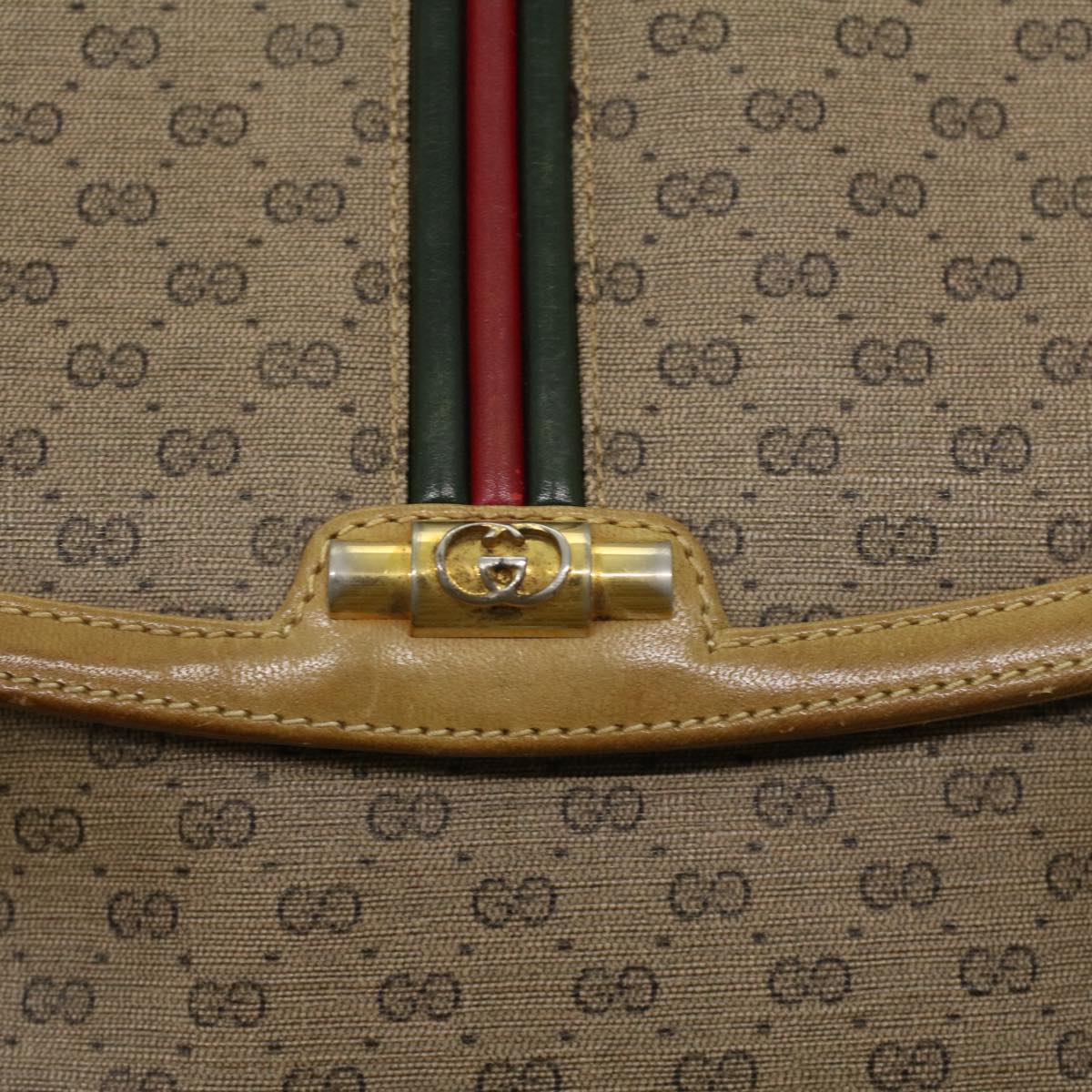 GUCCI Micro GG Canvas Shoulder Bag Beige Auth th3237