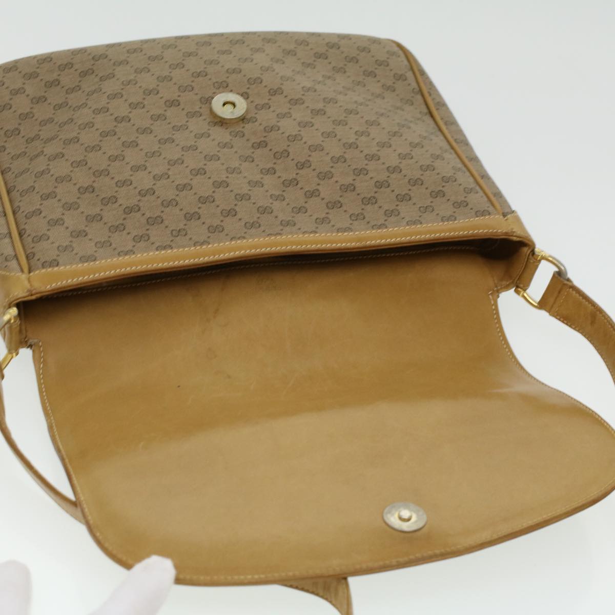 GUCCI Micro GG Canvas Shoulder Bag Beige Auth th3237