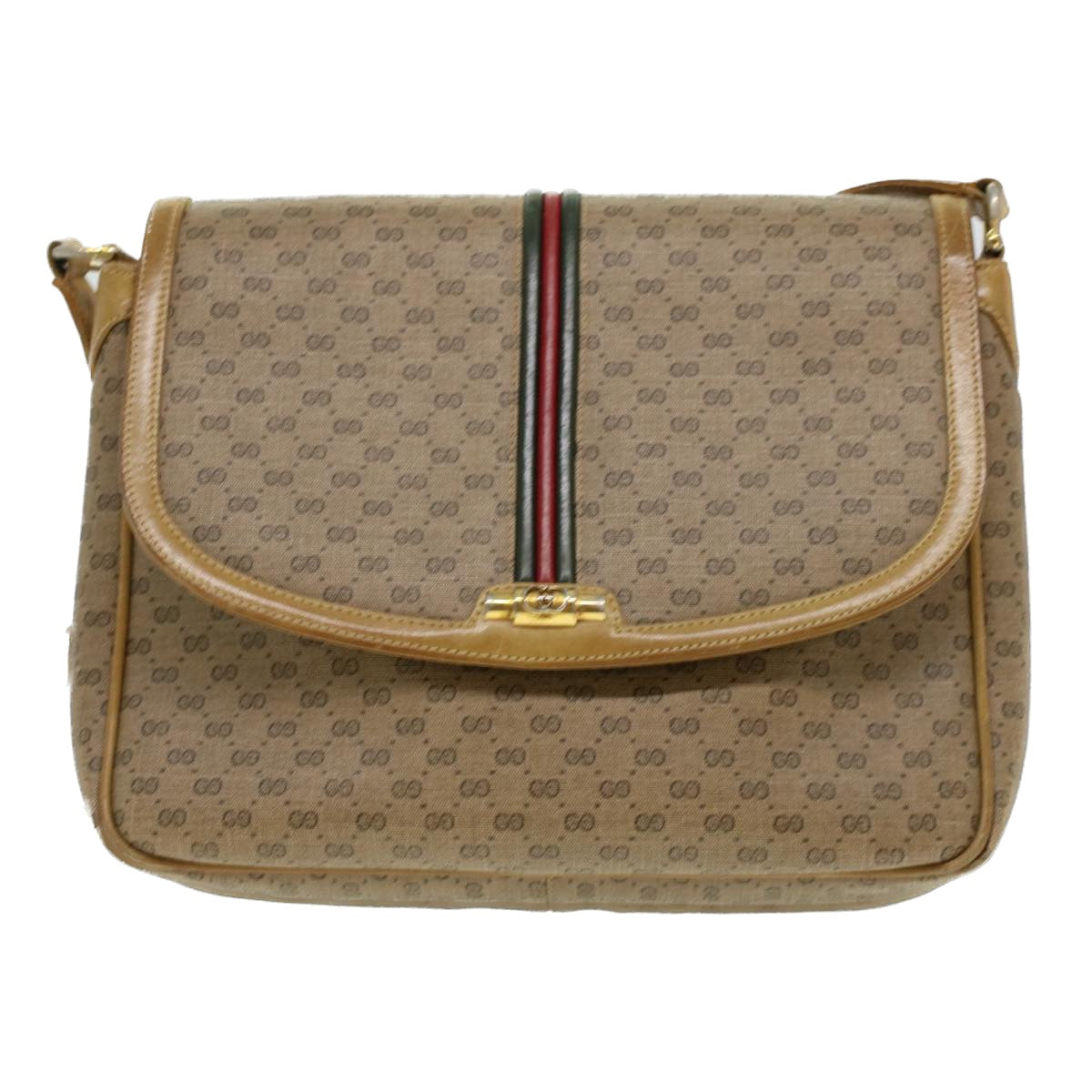 GUCCI Micro GG Canvas Shoulder Bag Beige Auth th3237