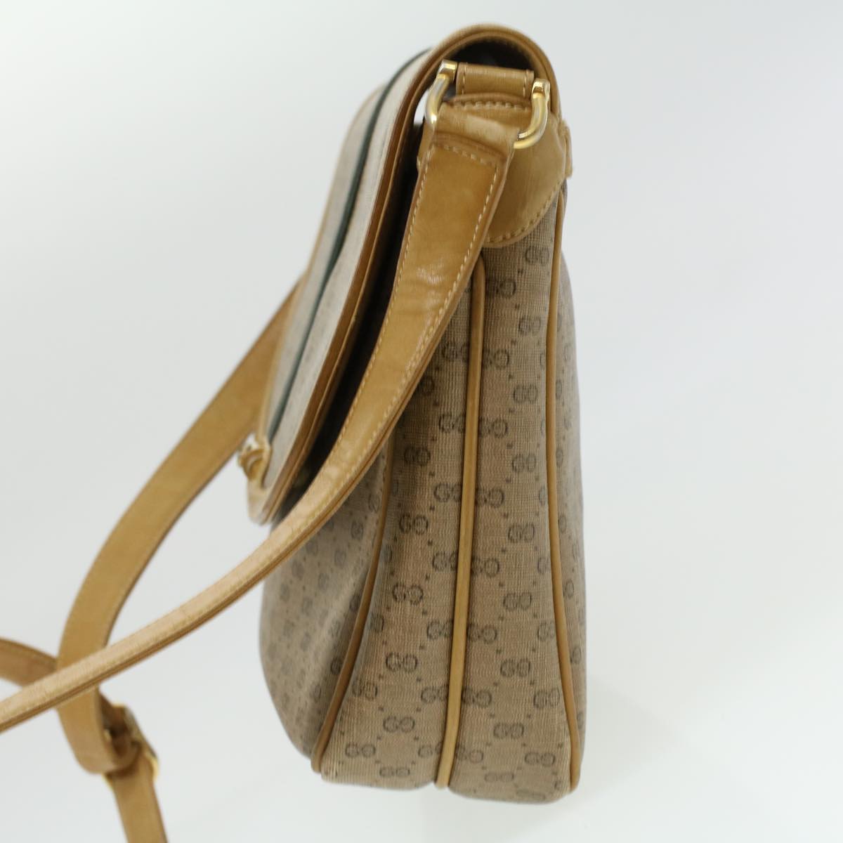 GUCCI Micro GG Canvas Shoulder Bag Beige Auth th3237