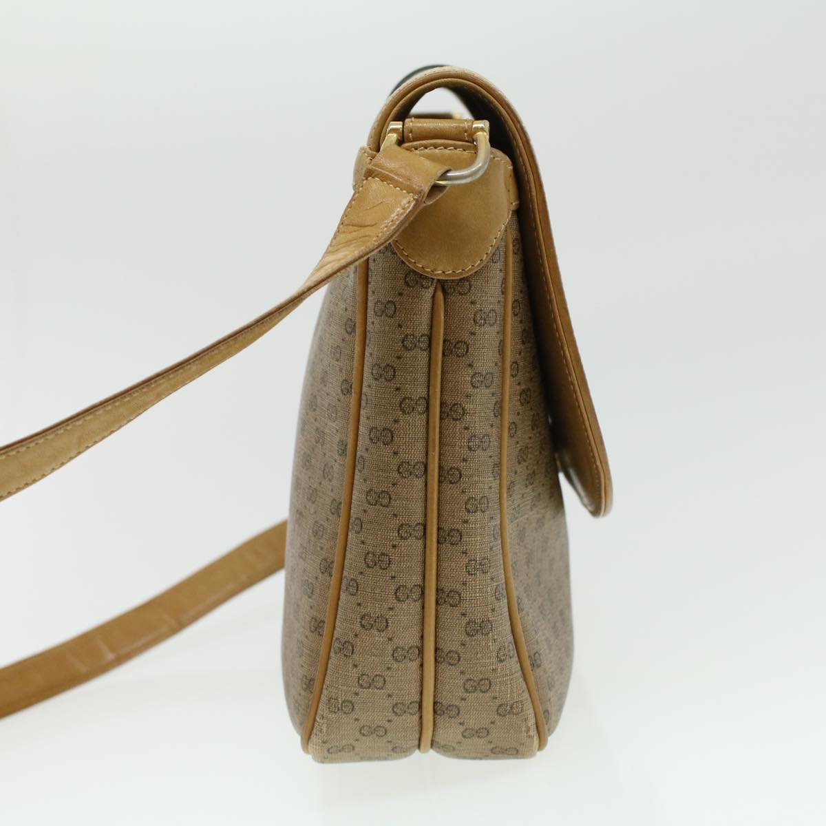 GUCCI Micro GG Canvas Shoulder Bag Beige Auth th3237