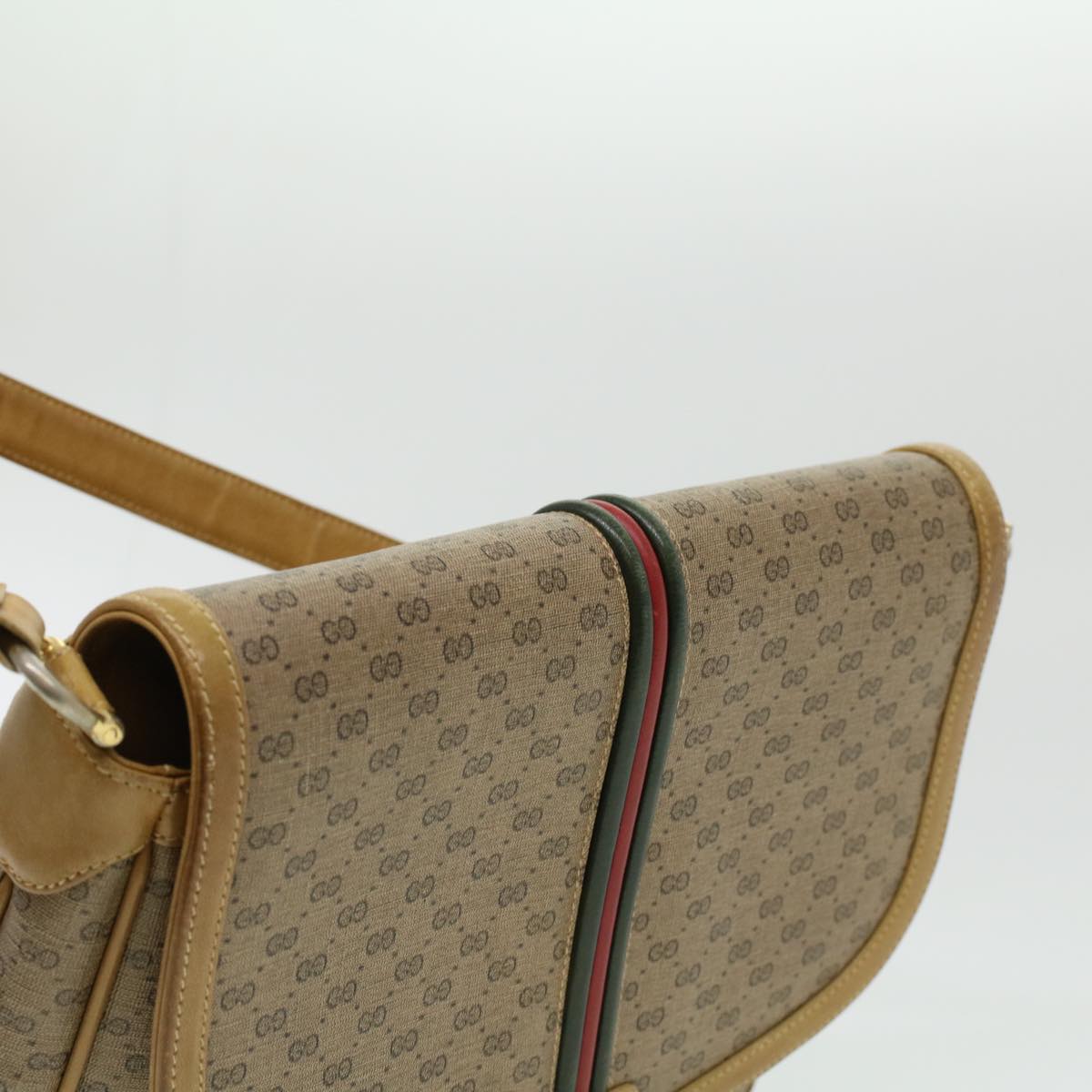 GUCCI Micro GG Canvas Shoulder Bag Beige Auth th3237