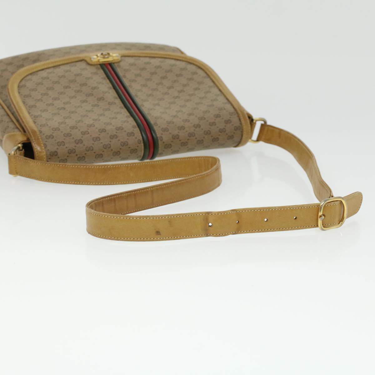 GUCCI Micro GG Canvas Shoulder Bag Beige Auth th3237