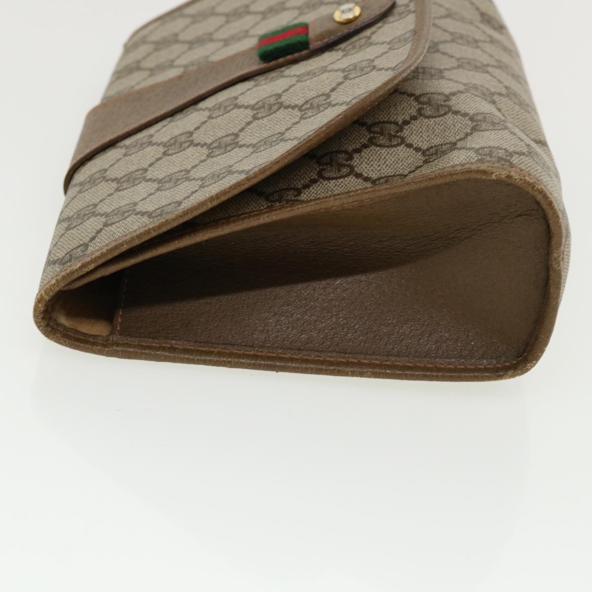 GUCCI GG Canvas Web Sherry Line Clutch Bag Beige Red Green 89 01 031 Auth th3344