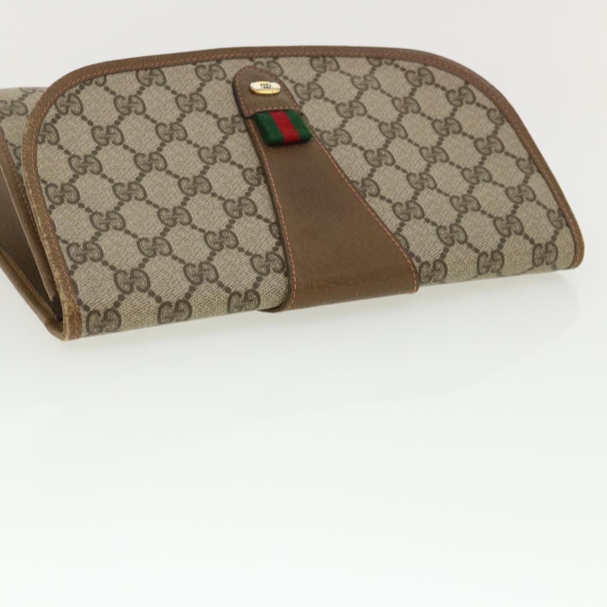 GUCCI GG Canvas Web Sherry Line Clutch Bag Beige Red Green 89 01 031 Auth th3344