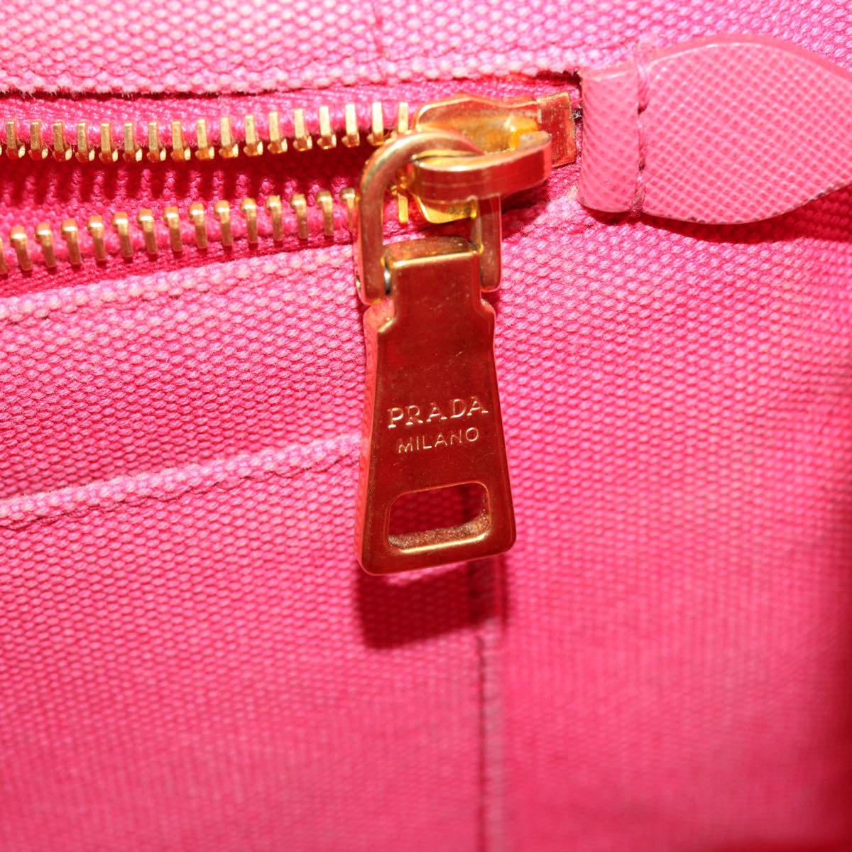 PRADA Canapa PM Hand Bag Canvas 2way Pink Auth th3365