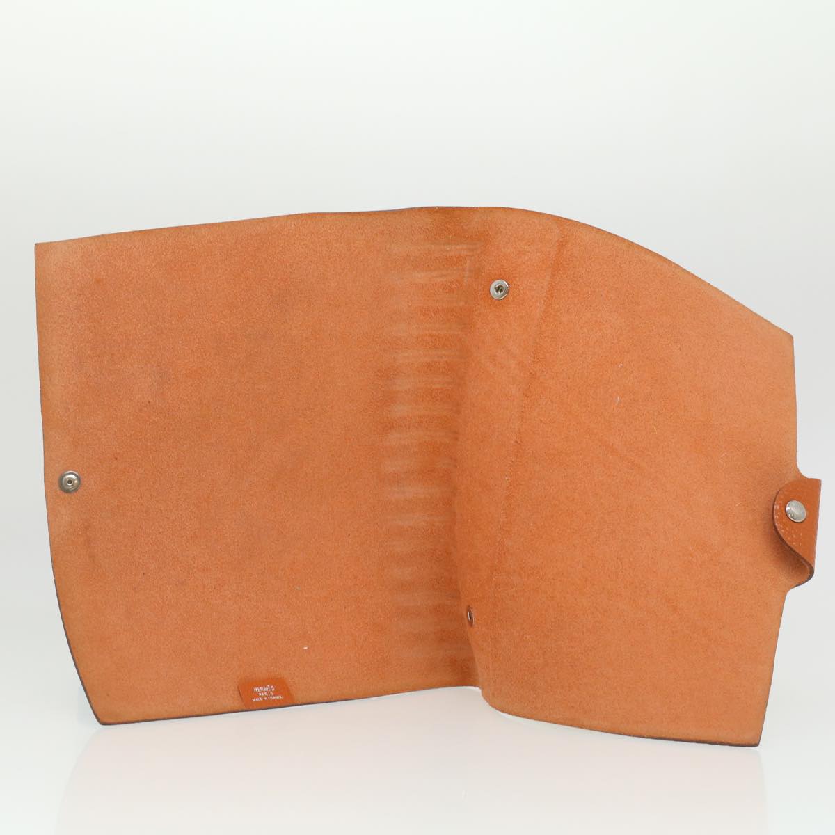 HERMES Yuris MM Note Cover Leather Orange Auth th3439