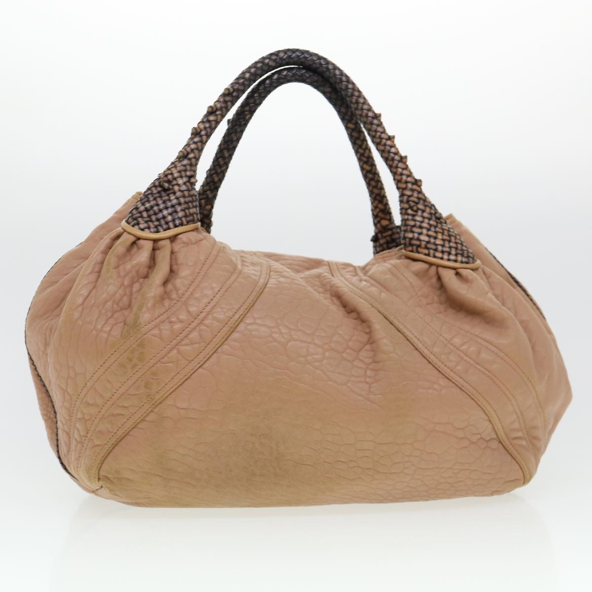 FENDI Spy bag Hand Bag Leather Beige 2415-8BR511-RO1-088 Auth th3457 - 0