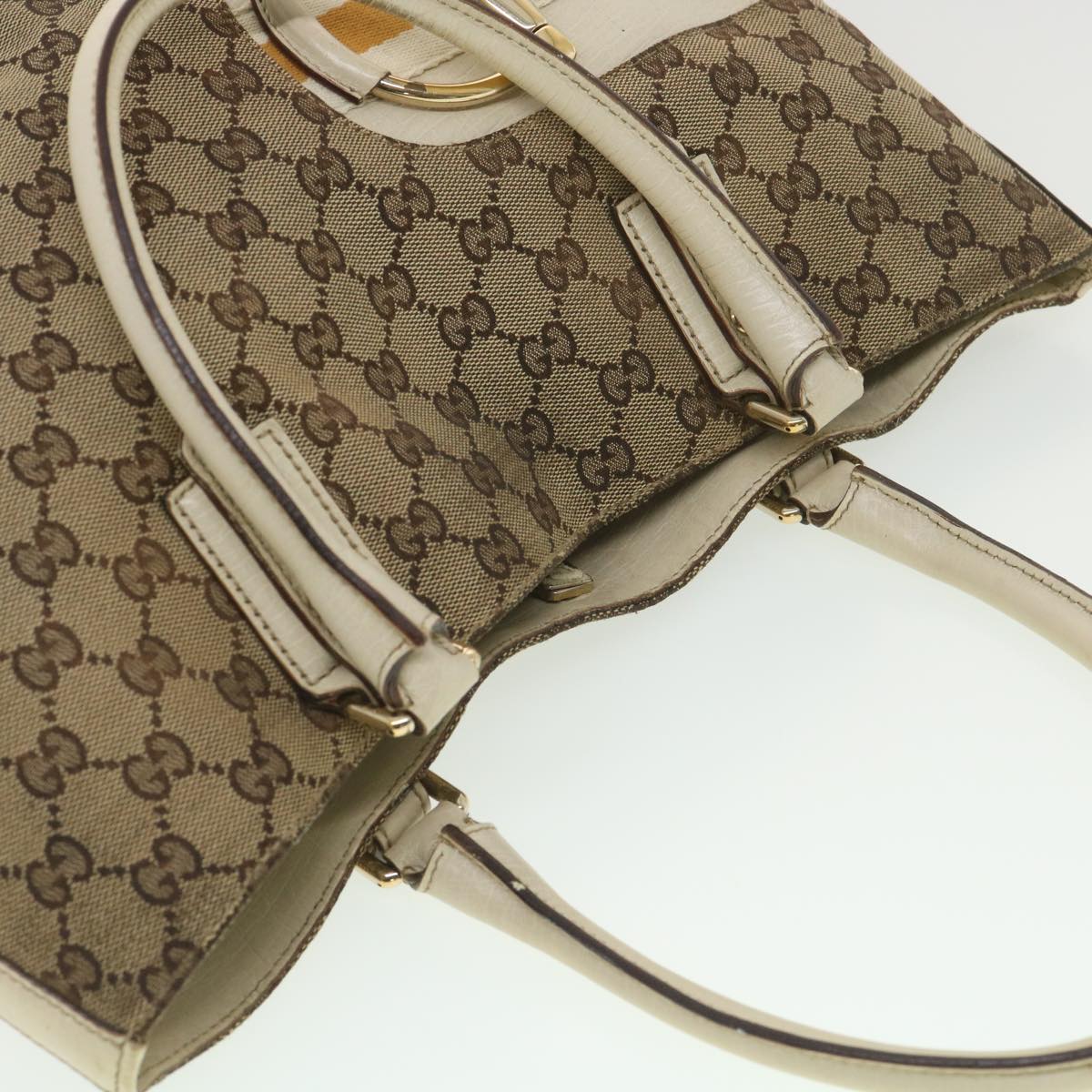 GUCCI GG Canvas Sherry Line Shoulder Bag Beige 137385 Auth th3490