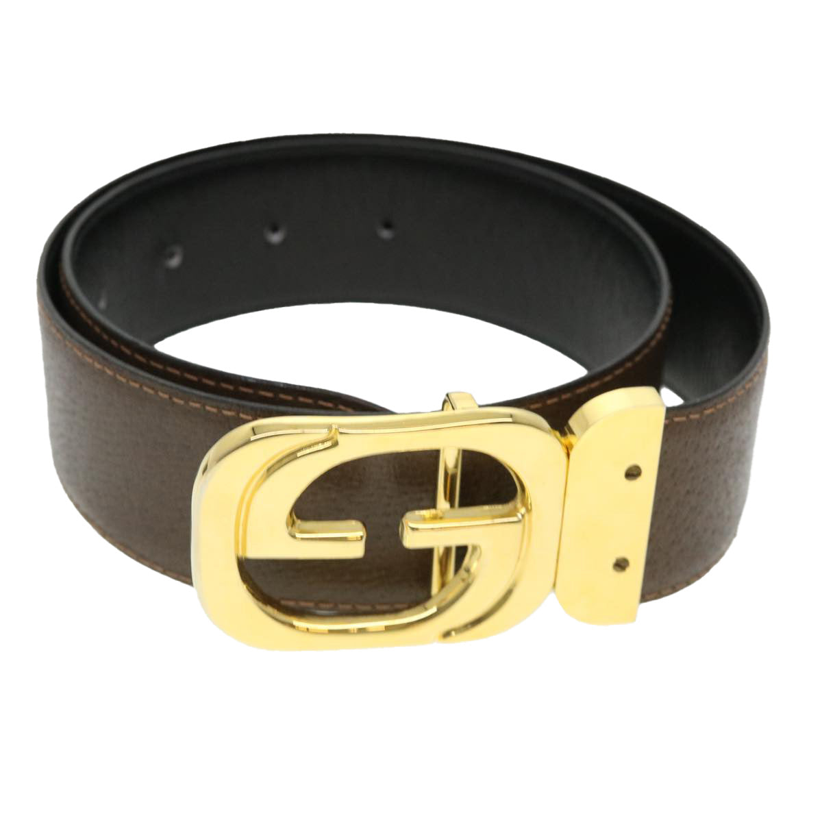 GUCCI Belt Leather 30.7"" Brown Auth th3511