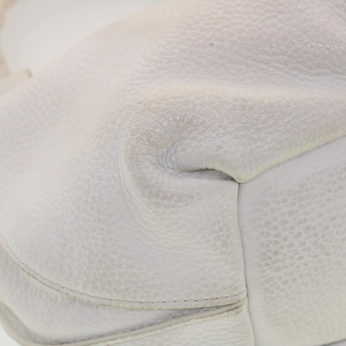 CELINE Shoulder Bag Leather White PP-SA-1027 Auth th3524