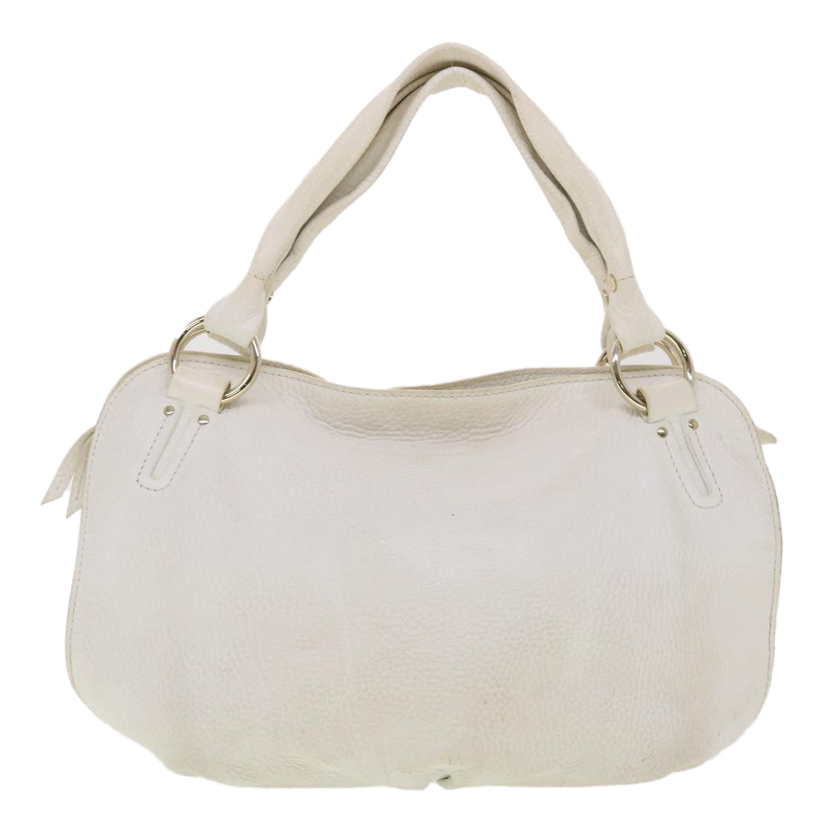 CELINE Shoulder Bag Leather White PP-SA-1027 Auth th3524 - 0