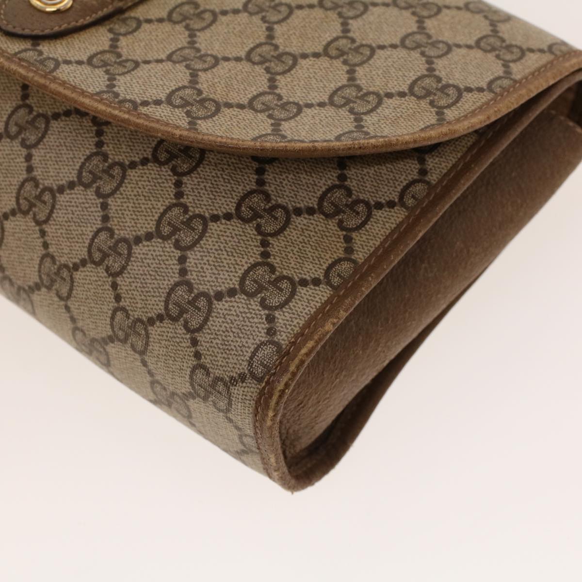 GUCCI GG Canvas Web Sherry Line Clutch Bag Beige Red Green 89.01.030 Auth th3599