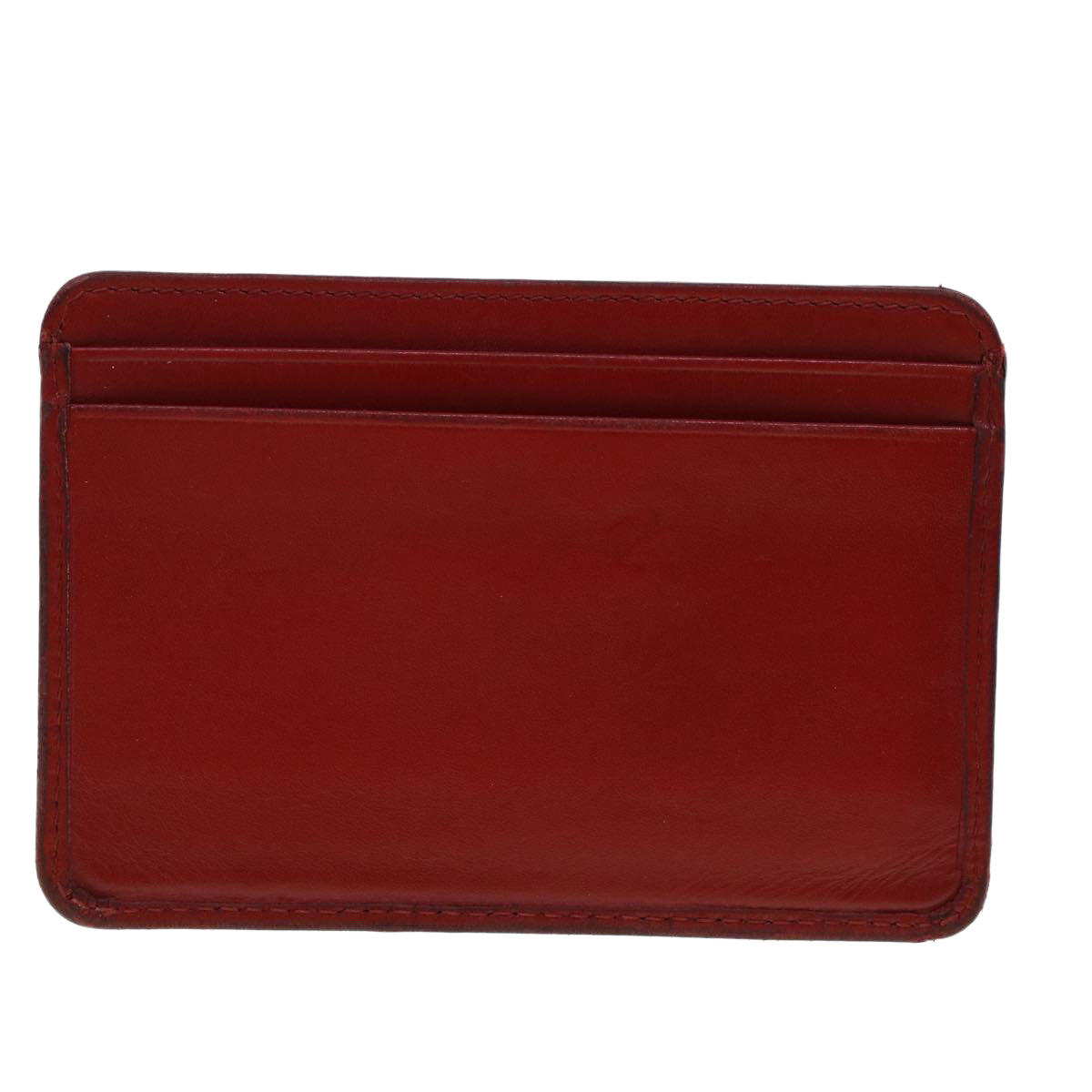 CHANEL Cambon Line Card Case Lamb Skin Red CC Auth th3642 - 0