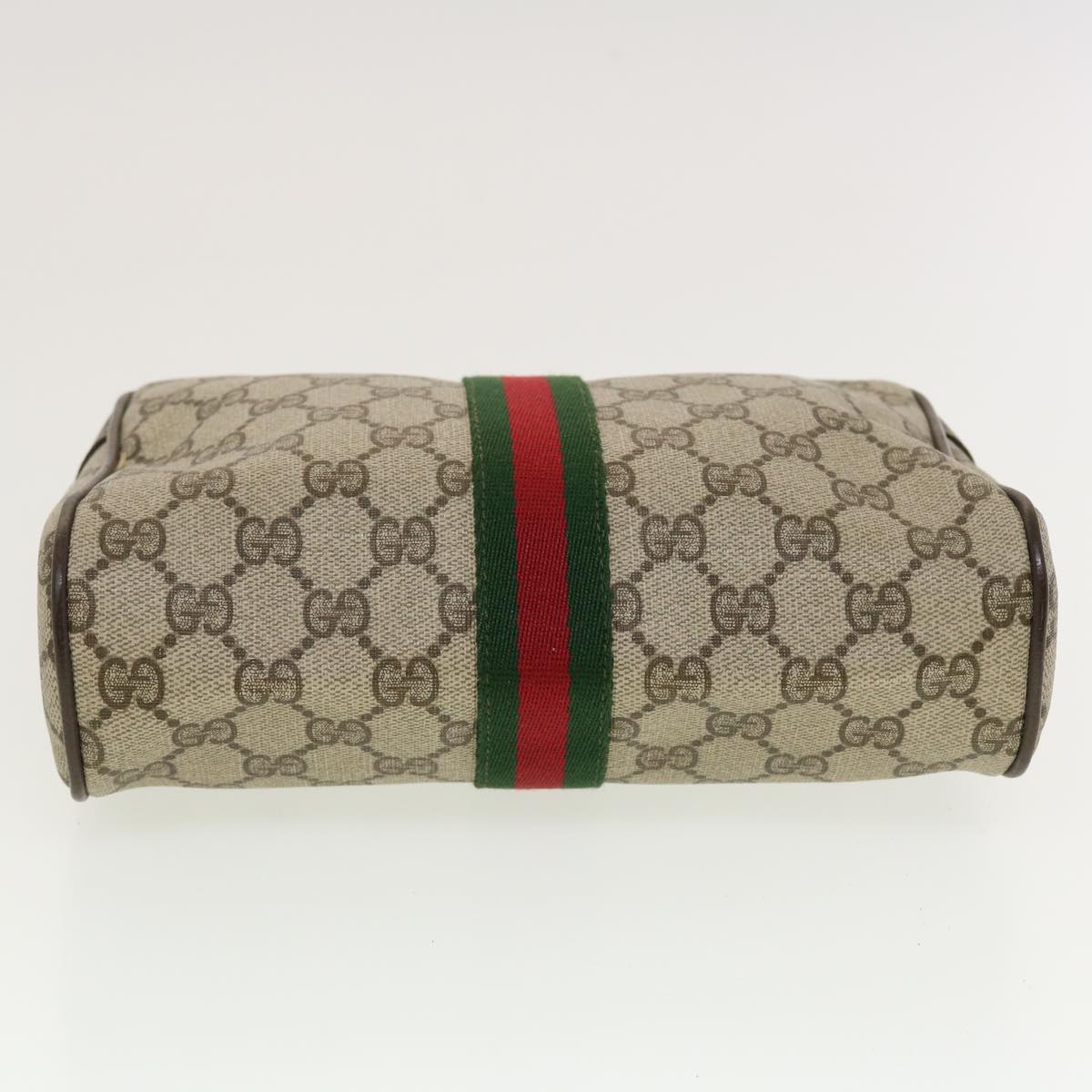 GUCCI GG Canvas Web Sherry Line Clutch Bag PVC Leather Beige Red Green th3665