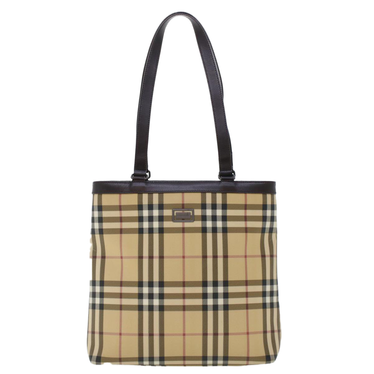 BURBERRY Nova Check Tote Bag Nylon Beige Auth th3698