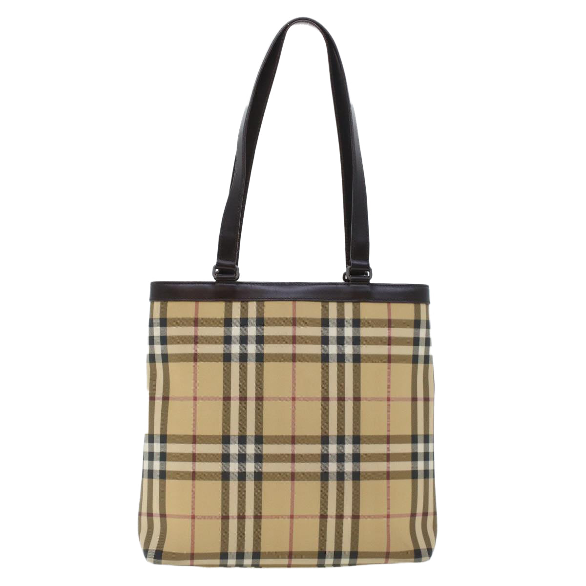 BURBERRY Nova Check Tote Bag Nylon Beige Auth th3698 - 0