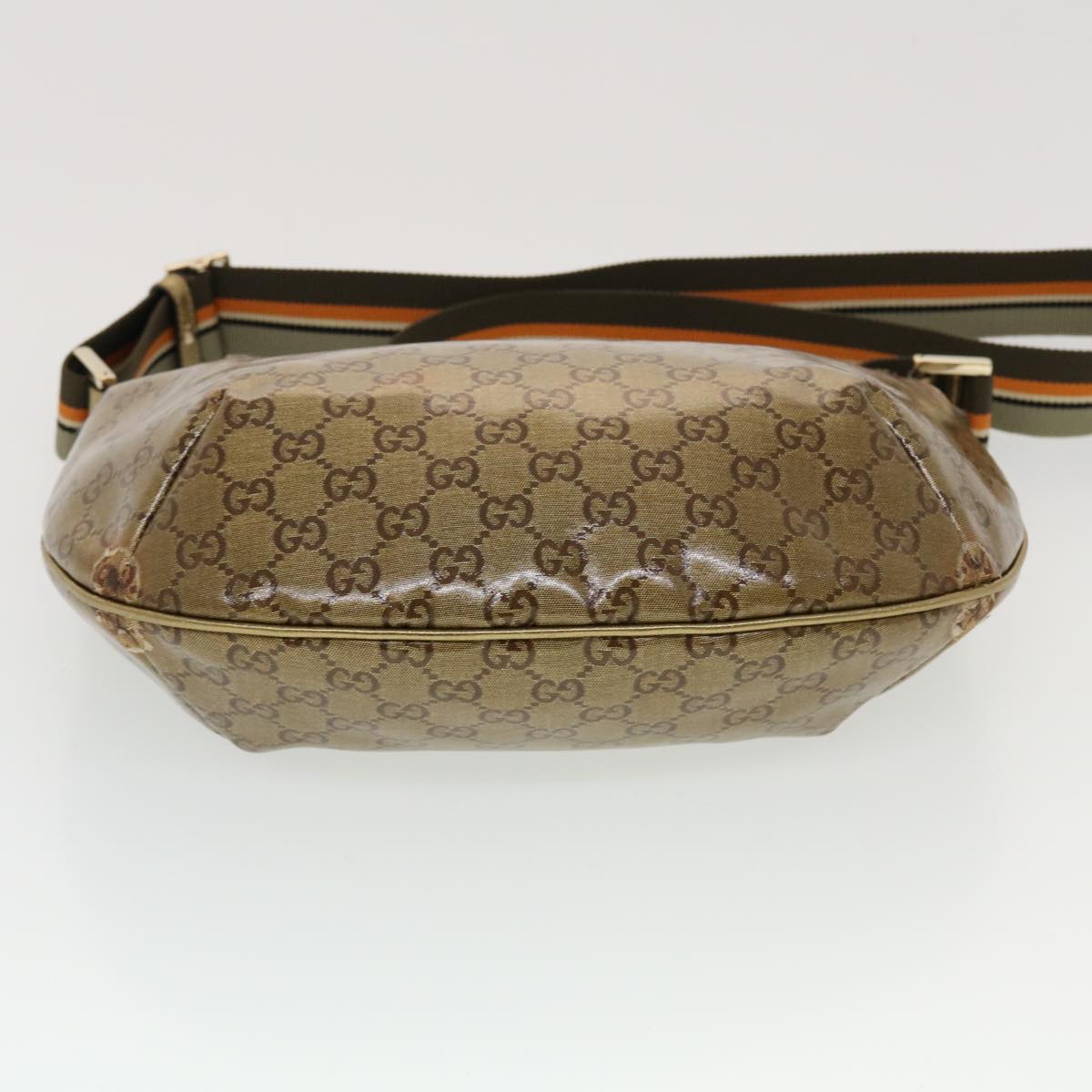 GUCCI GG Crystal Sherry Line Shoulder Bag Gold Brown Orange 181092 Auth th3701